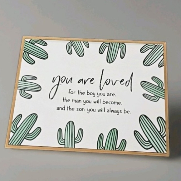 Other - You Are Loved Framed Sign with Green Cactus Design